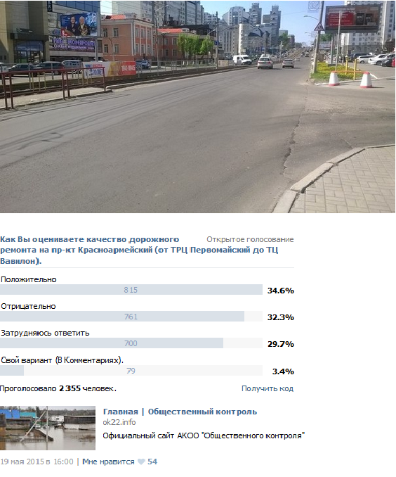 Барнаульцы оценили качество ремонта дорог