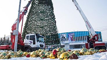 Новую искусственную ель для новогоднего праздника доставили в Барнаул
