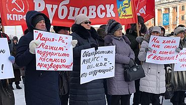 Жители Рубцовска в мороз вышли на митинг против закрытия крупных предприятий