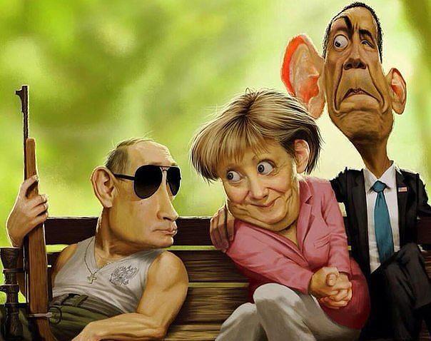 Меркель, Обама, карикатура