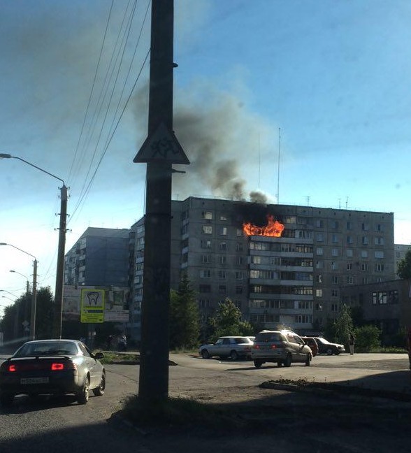 Пожар в центре Барнаула