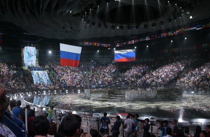 Церемония открытия чемпионата мира 2015 года в Казани.