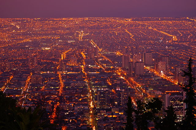 Ночной вид Сантьяго, Чили