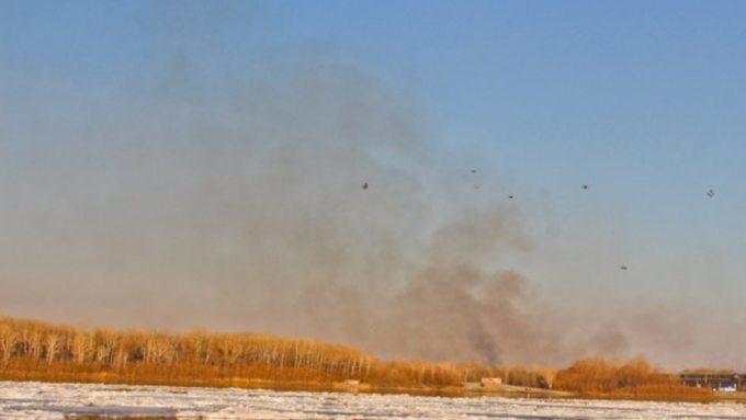 Последствия непрекращающегося пожара в виде летающей в воздухе золы и сажи заметны даже в центре города/ Фото: izvestiy-kamen.ru