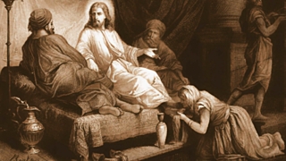 Блудница Мария окропляет ноги Иисуса своими слезами раскаяния / Фото: divinerevelations.info