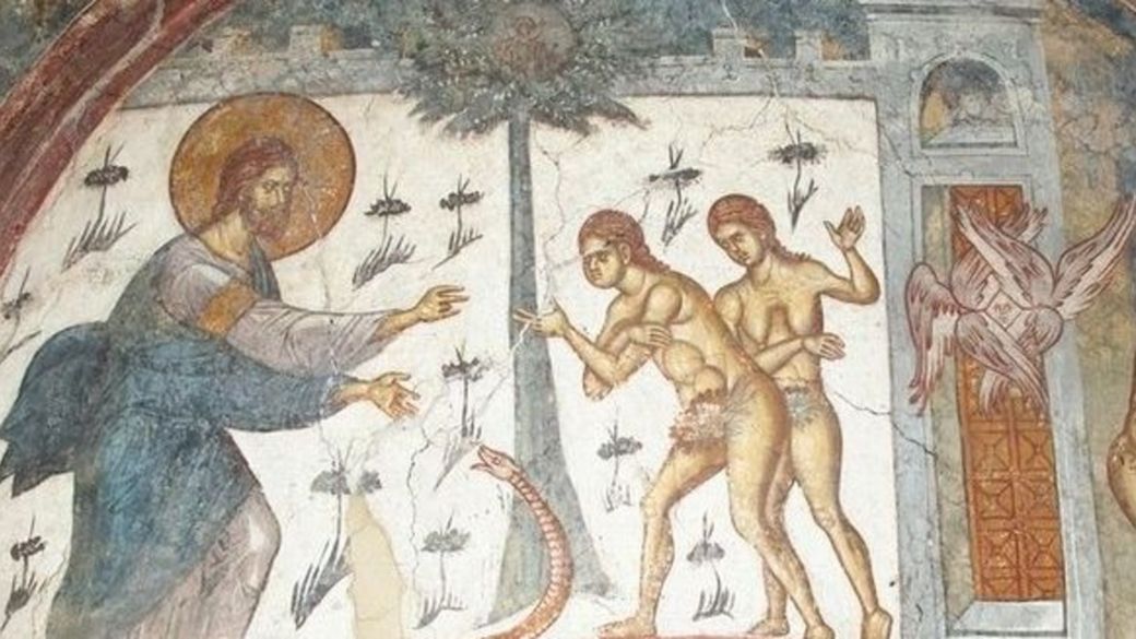 Сыропустная седмица. Изгнание Адама фреска. Изгнание Адама и Евы.