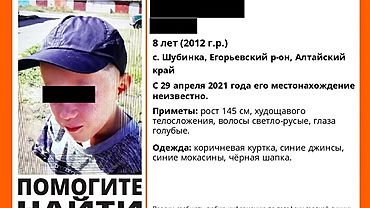 Восьмилетний мальчик пропал в Алтайском крае