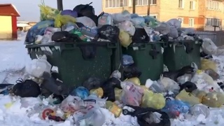 Мусорный контейнер в Горняке / Скриншот из видео группы «Горняк онлайн»