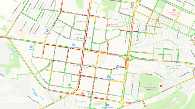 Ситуация на дорогах Барнаула / "Яндекс. Пробки"