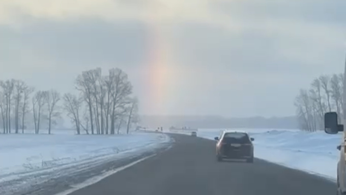 Радуга в Алтайском крае / Кадр: телеграм-канал "Лисица о лесе"