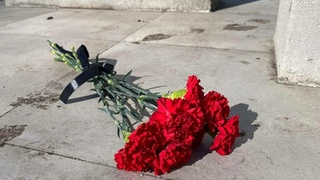 Цветы у стихийного мемориала / Фото: пресс-служба мэрии Барнаула