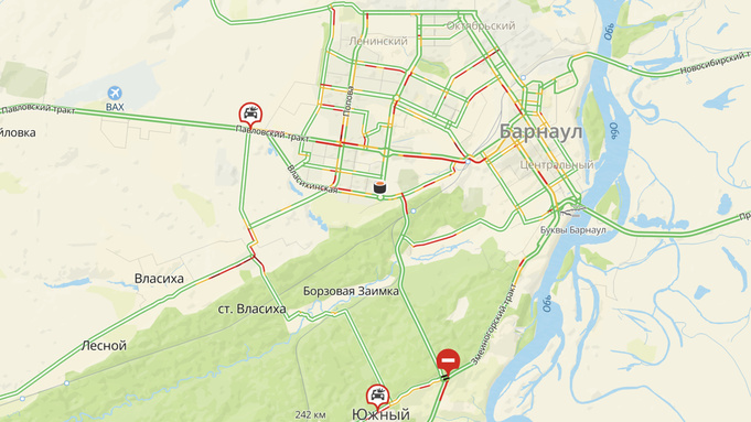 Пробки в Барнауле утром 30 сентября / 2ГИС