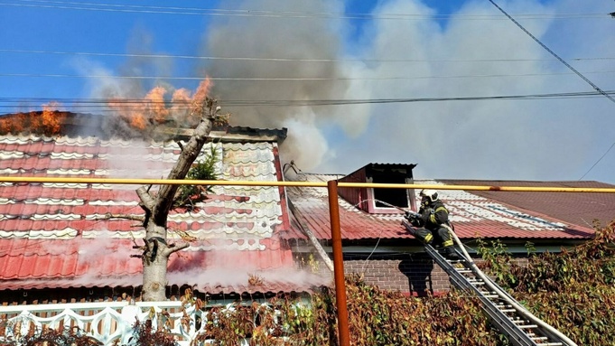 Пожар в селе Лебяжье / Фото: МЧС Алтайского края