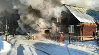 Пожар в поселке Лебяжье / Фото: пресс-служба ГУ МЧС России по Алтайскому краю