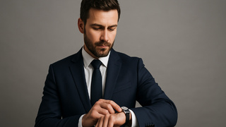 Мужчина с часами / Изображение сгенерировано нейросетью DALL-E / amic.ru
