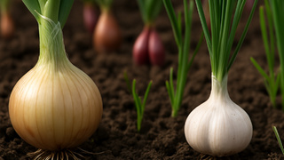 Лук. Чеснок / Изображение сгенерировано нейросетью Dall-E / amic.ru