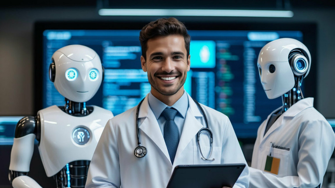 Цифровизация здравоохранения. Врач и роботы / Фото: cгенерировано при помощи нейросети "Алиса" на базе YandexGPT 5 Pro ("Яндекс ДжиПиТи 5 Про")