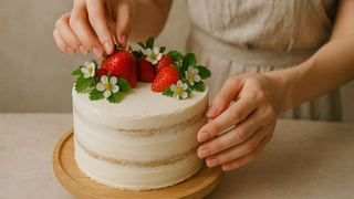 Девушка и торт / Фото: создано в нейросети DALLE-E