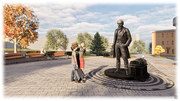 Памятник Достоевскому в Барнауле / Фото: пресс-центр мэрии Барнаула