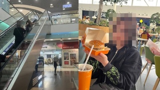 Пострадавшая девочка и эскалатор в ТЦ / Фото: "КП-Новосибирск"