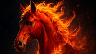 Красная огненная лошадь / Изображение сгенерировано нейросетью DALL-E