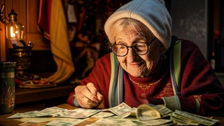 Бабушка считает пенсию/Фото: создано в нейросети Kandinsky