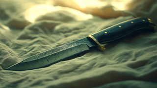 Маньяк, нож маньяка / Фото: сгенерировано ИИ Midjourney / amic.ru