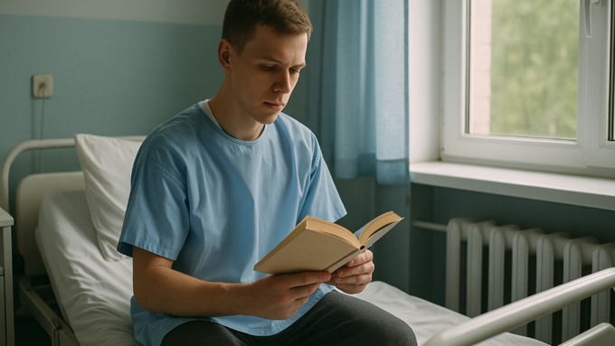 Парень в больничной палате / Изображение сгенерировано ИИ ChatGPT / amic.ru