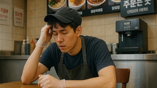 Уставший работник кафе / Изображение сгенерировано ИИ ChatGPT / amic.ru