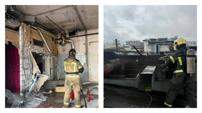 Огнеборцы в здании бывшего клуба / Фото: МЧС по Алтайскому краю