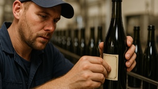 Приклеивает этикетку на бутылку / Изображение сгенерировано ИИ ChatGPT / amic.ru