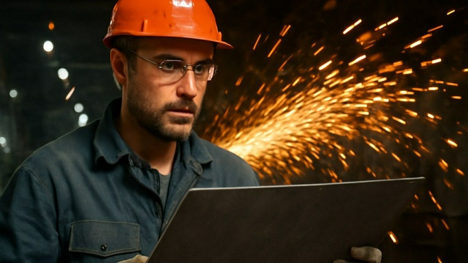 Рабочий на заводе / Фото: создано в нейросети DALL-E