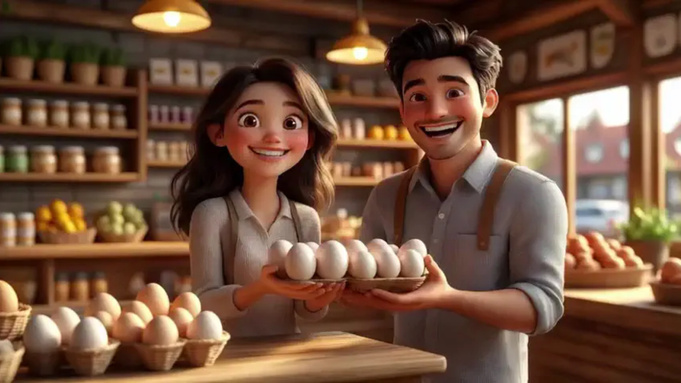 Яйца в магазине / Изображение сгенерировано Алиса AI  / amic.ru