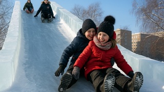 Снежная горка / Изображение сгенерировано ИИ ChatGPT / amic.ru