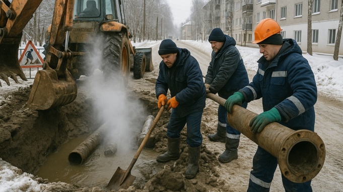 Водопровод / Нет воды / Авария / Изображение сгенерировано ИИ ChatGPT / amic.ru