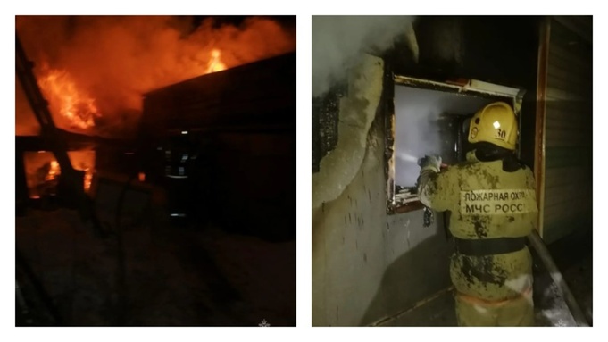 Тушение пожара в Барнауле / Фото: МЧС Алтайского края