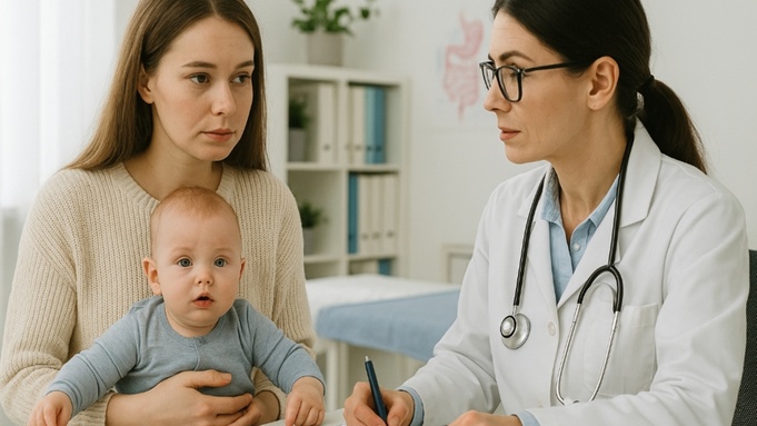 Мама с ребенком на приеме у врача / Дети / Изображение сгенерировано ИИ ChatGPT / amic.ru