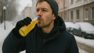 Мужчина пьет напиток / Изображение сгенерировано ИИ ChatGPT / amic.ru