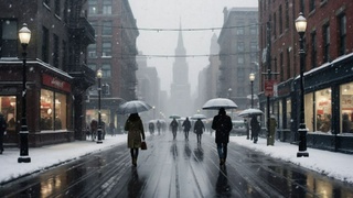 Снег и дождь / Изображение сгенерировано Алиса AI / amic.ru