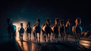 Лошади на дороге / Изображение сгенерировано ИИ FusionBrain.AI от Sber AI / amic.ru