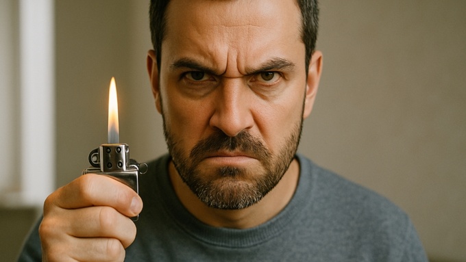 Зажигалка / Мужчина с зажигалкой / Поджигатель / Изображение сгенерировано ИИ ChatGPT / amic.ru