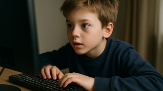 Ребенок за компьютером / Изображение сгенерировано ИИ ChatGPT / amic.ru