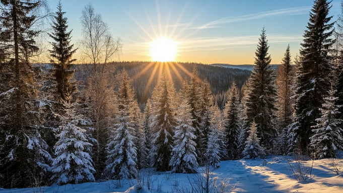 Зимнее солнце / Изображение сгенерировано shedevrum.ai / amic.ru