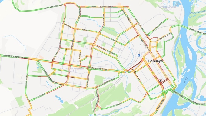 Пробки в Барнауле / Фото: yandex.ru/maps