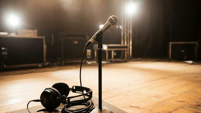 Микрофон на сцене / Фото: создано в нейросети 