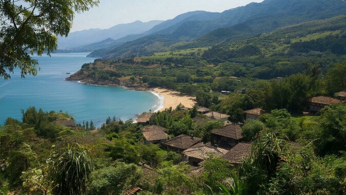 Море, горы / Изображение сгенерировано нейросетью