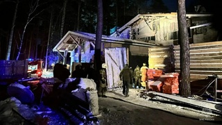 Пожар в курортном кластере "Бирюзовая Катунь" / Фото: МЧС по Алтайскому краю