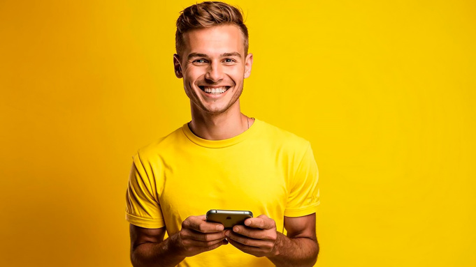 Молодой человек. Смартфон / Изображение сгенерировано FusionBrain.AI / amic.ru 