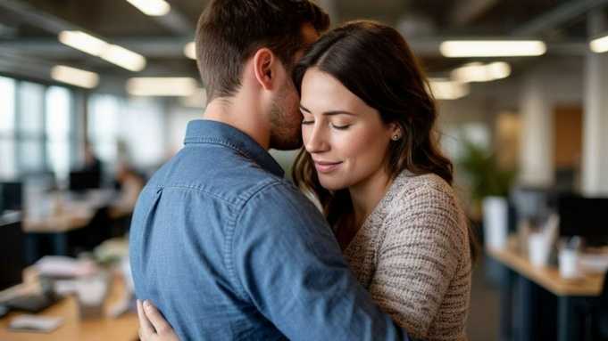 Мужчина и женщина обнимаются / Изображение сгенерировано YandexGPT 5 Pro / amic.ru