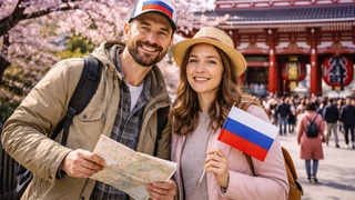 Российские туристы / Туристы / Япония / Изображение сгенерировано ИИ ChatGPT / amic.ru